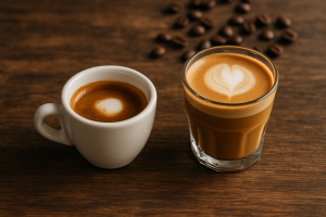 een espresso macchiato en een cortado