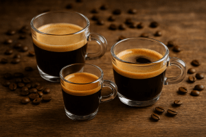 ristretto, espresso en lungo