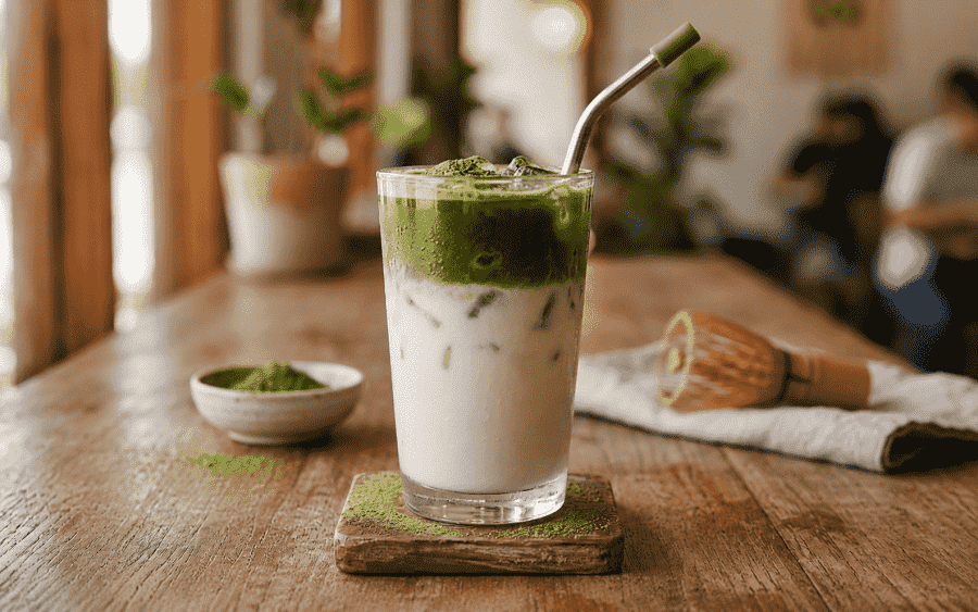Iced matcha latte recept: koel, romig en zo gemaakt