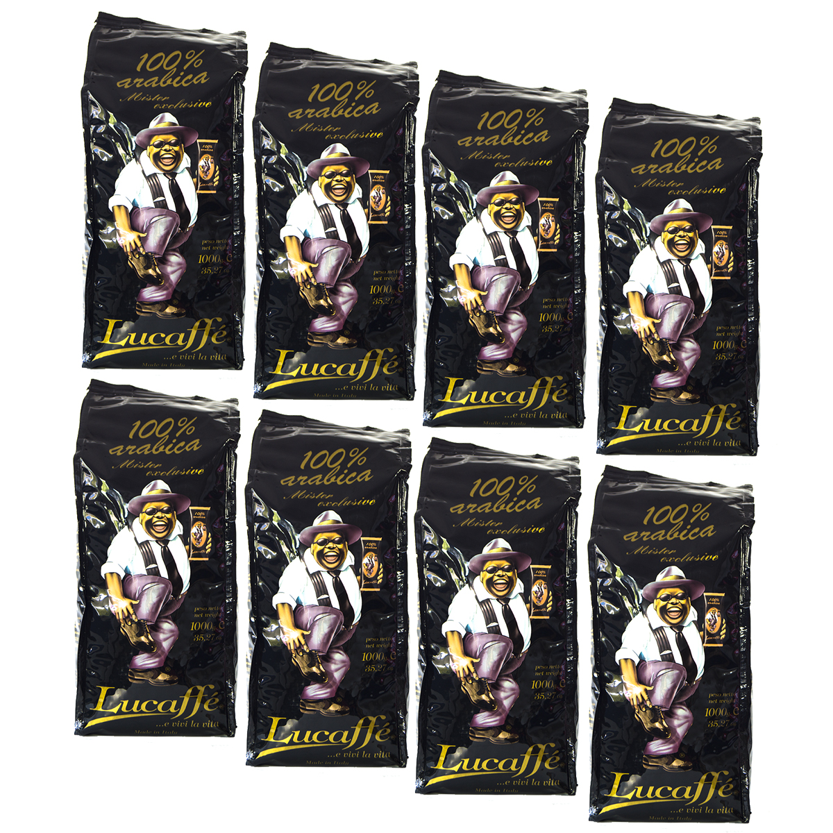 Lucaffé 100 arabica mister exclusive koffiebonen 8 x 1 kilo