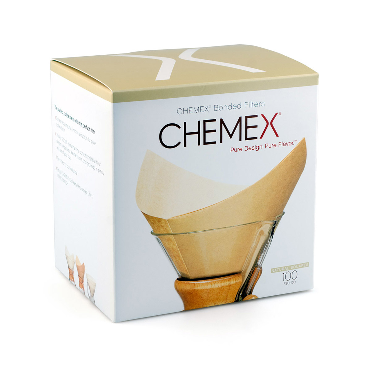 Chemex koffiefilters FSU 100 Bonded gevouwen natuurlijk 100 stuks