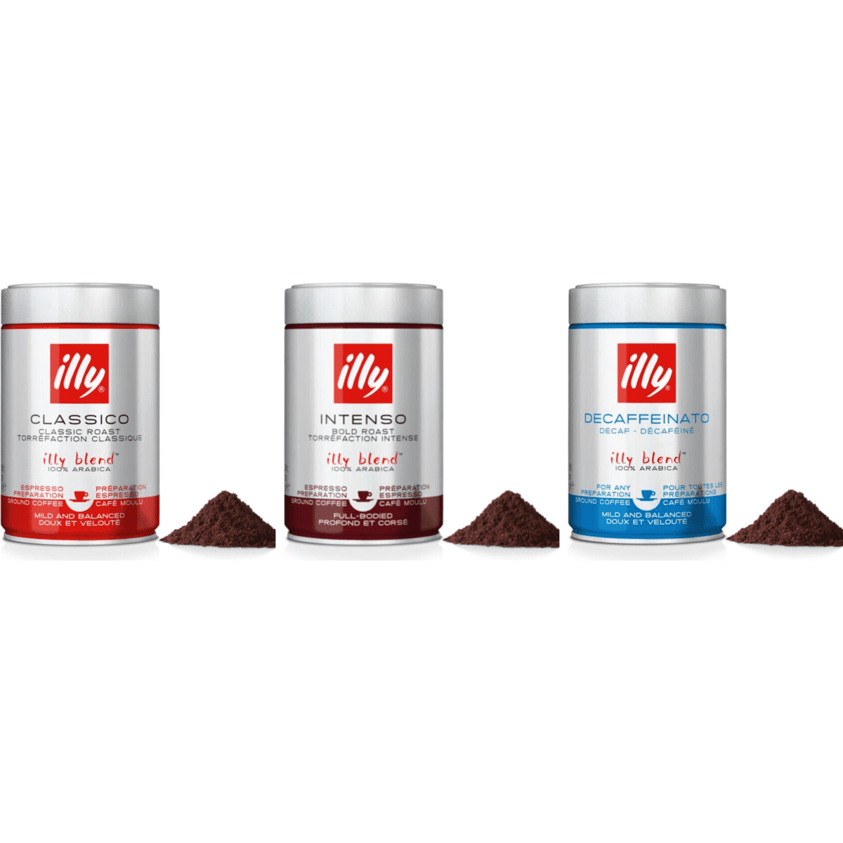 illy Espresso proefpakket met decaf - gemalen koffie - 3 x 250 gram