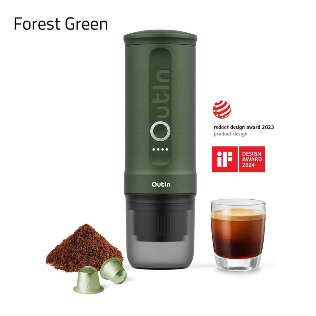 Outin Nano - draagbare elektrische espressomachine - capsules & gemalen koffie