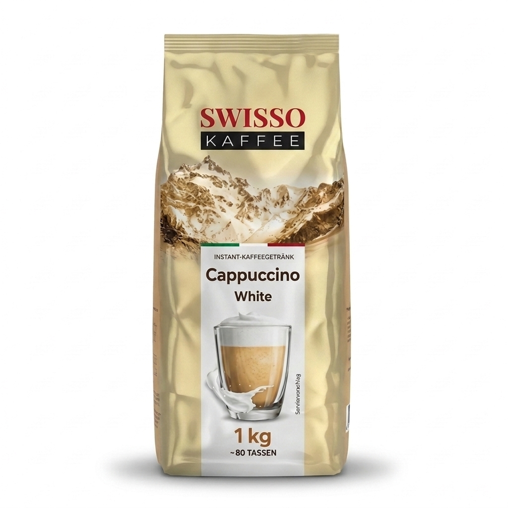 Swisso Kaffee Cappuccino White instant cappuccino 1 kg, zak vooraanzicht
