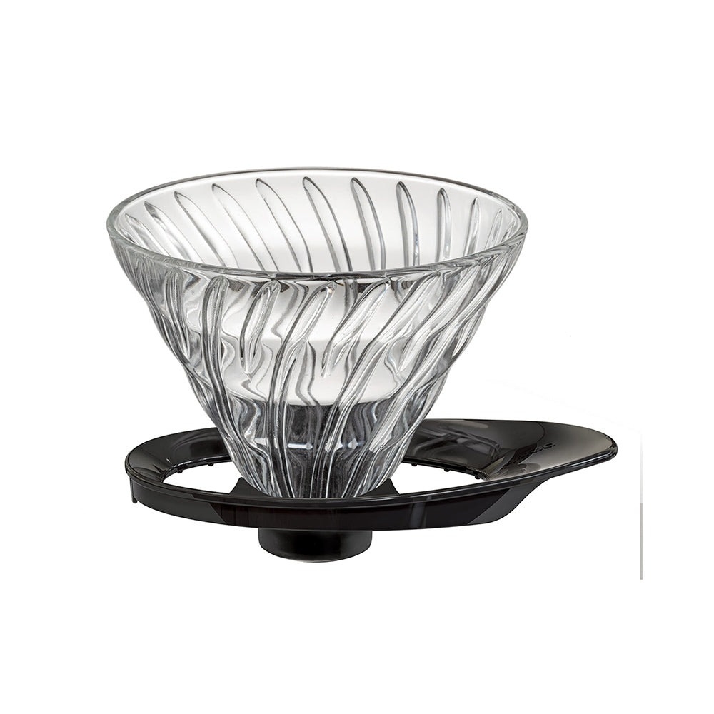 Hario V60 dripper - glas met zwarte houder, nieuw type - maat 02 (VDGR-02-B)