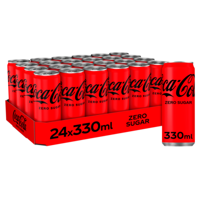 Coca Cola Zero 330 ml. / tray 24 blikken (HR / Sleek Can) - TEN MINSTE HOUDBAAR TOT 09-03-2023