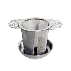 Theefilter RVS - Theezeef losse thee voor kop of hele pot met houder en lekbakje
