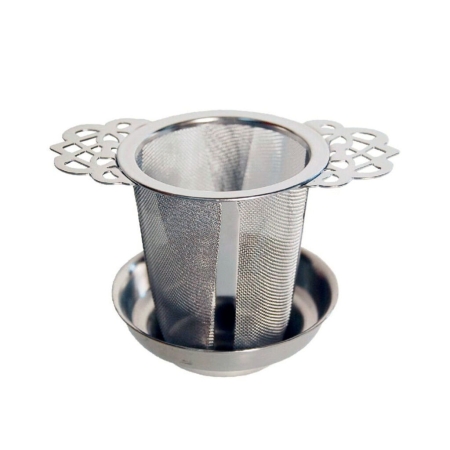 Theefilter RVS - Theezeef losse thee voor kop of hele pot met houder en lekbakje