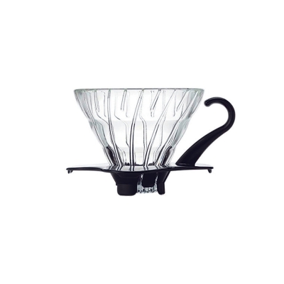 Hario V60 dripper - glas zwart & maatschepje - maat 01