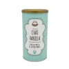 Voorkant van een potje van 340 gram met chai tea latte mix in de smaak vanilla