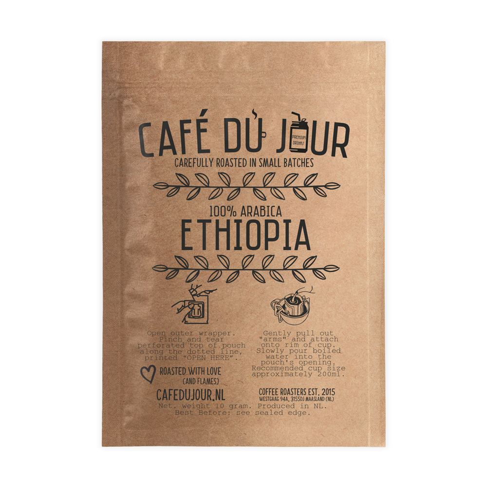 Cafe du Jour Single Serve Drip Coffee - 100% arabica ETHIOPIA - filterkoffie voor onderweg!