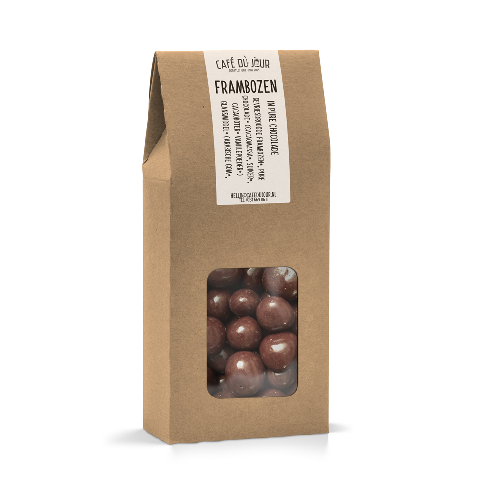 Frambozen pure chocolade 250 gram