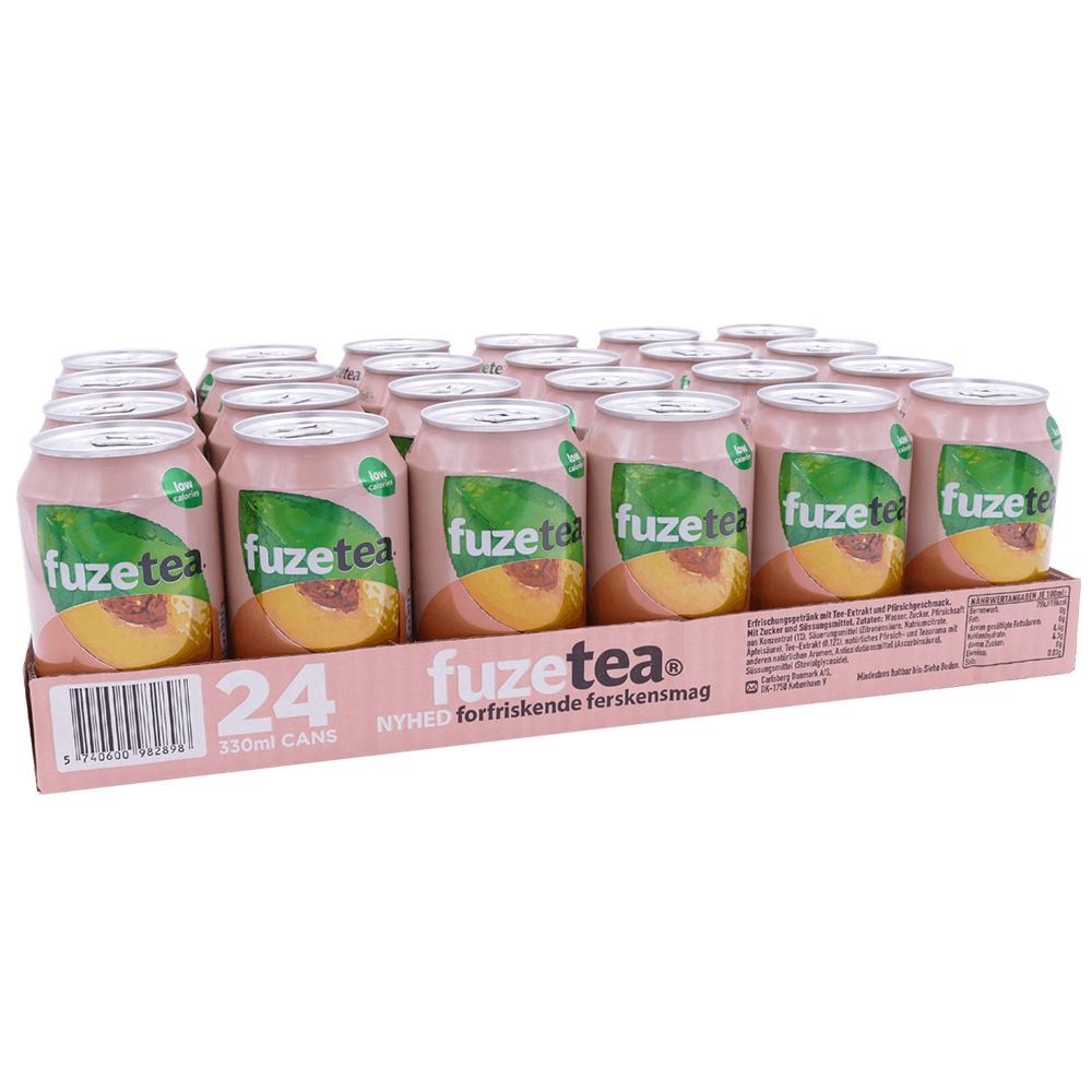 Fuze Tea peach black tea 330 ml. tray 24 blikken