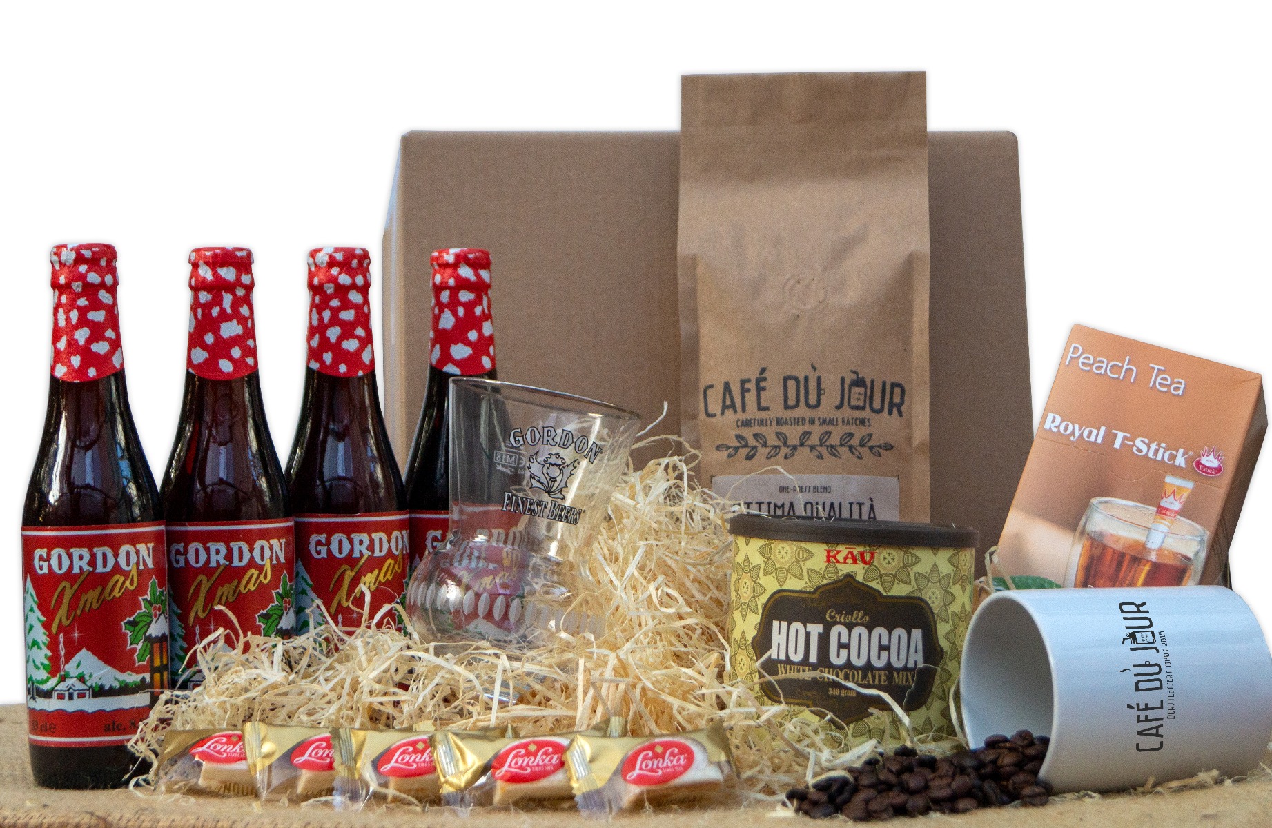 Café du Jour feestdagen geschenkpakket Bier Koffie Thee Chocolademelk