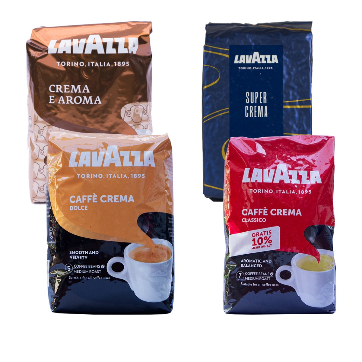 Lavazza Crema Proefpakket koffiebonen 4 x 1 kilo