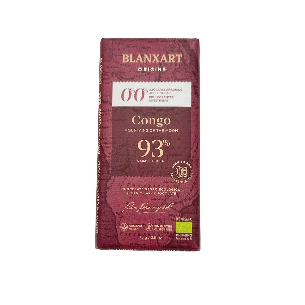 Blanxart - Congo 0.0% toegevoegde suikers - 93% pure chocolade (Biologisch) afbeelding