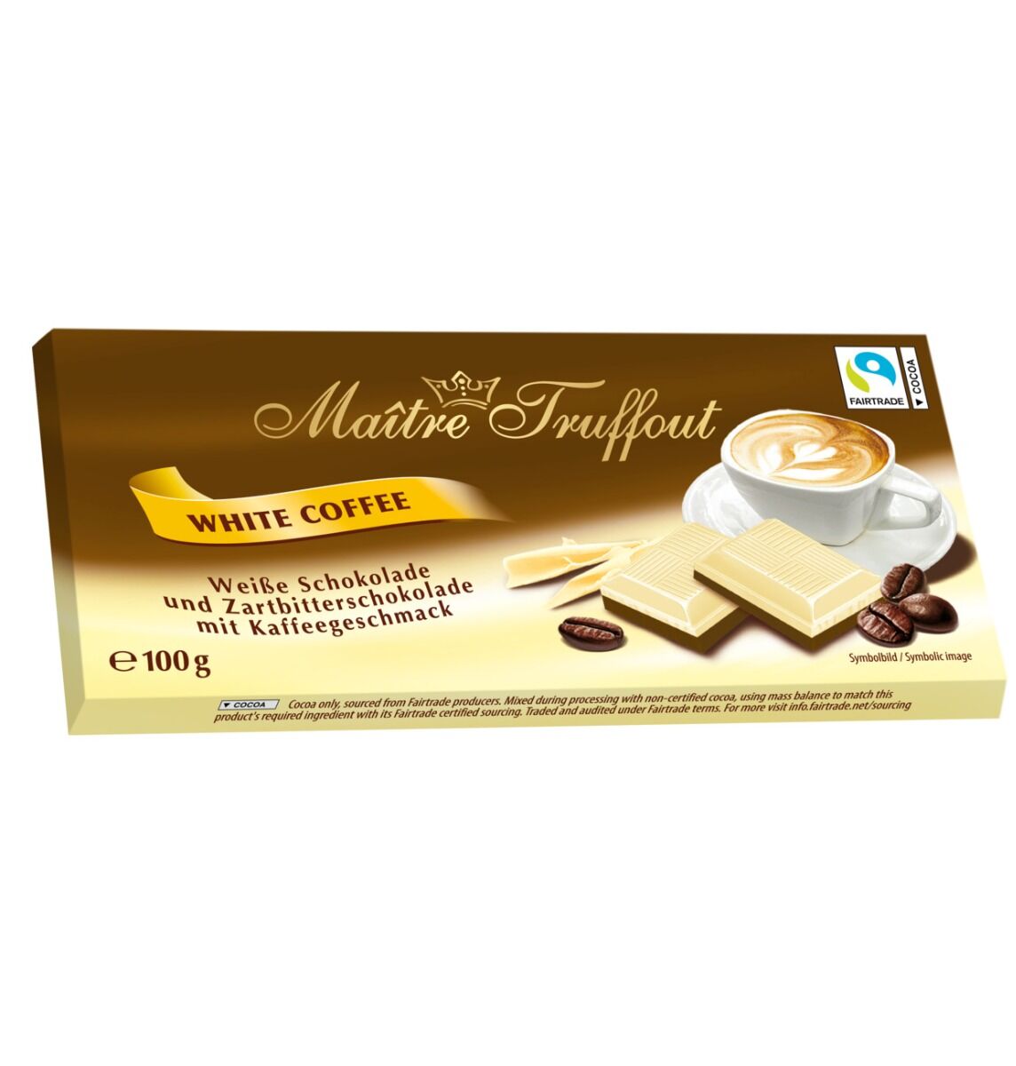 Witte koffie Chocolade - Licht-zoete chocolade met koffiesmaak - 100 gram