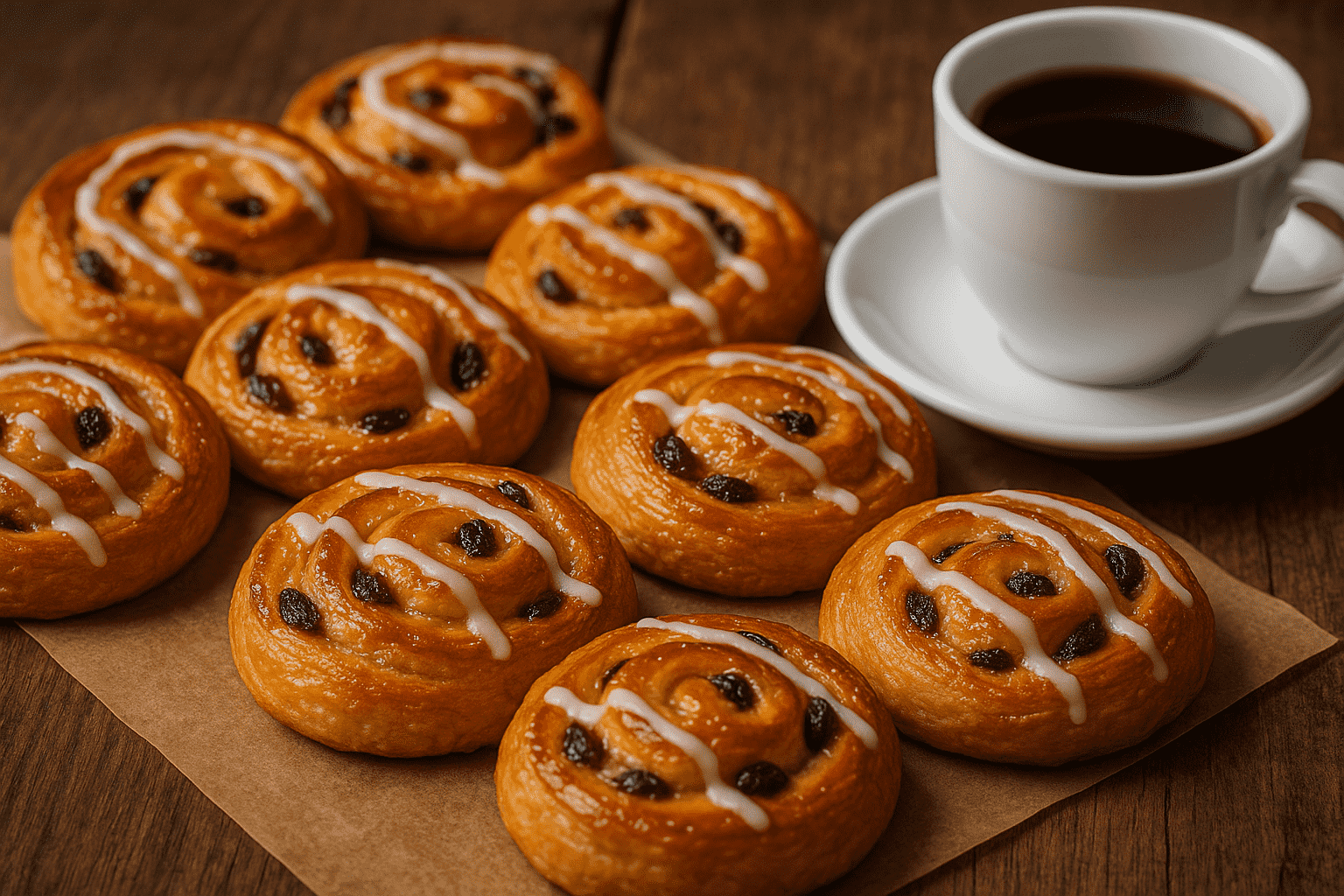Koffiebroodjes met rozijnen