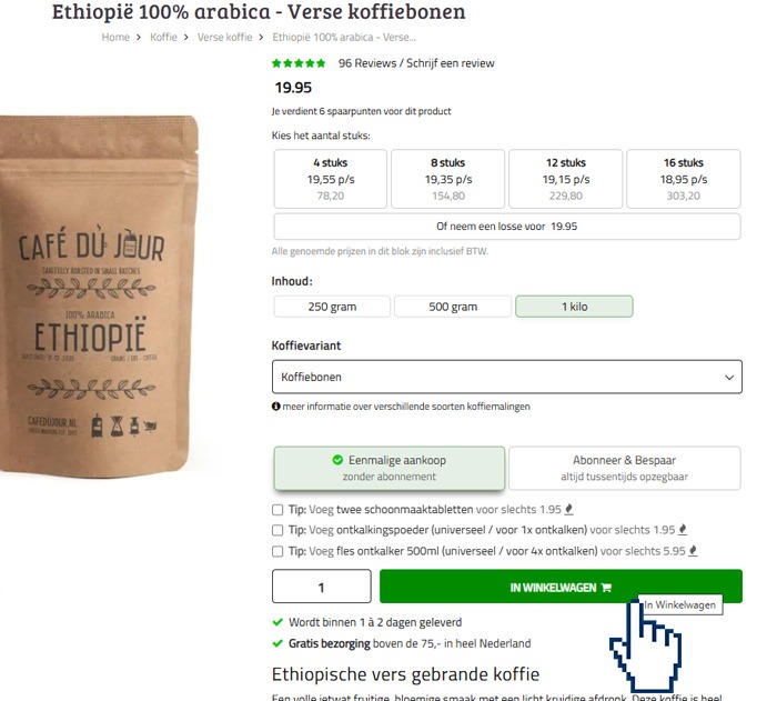 Stap 1: Koffie selecteren